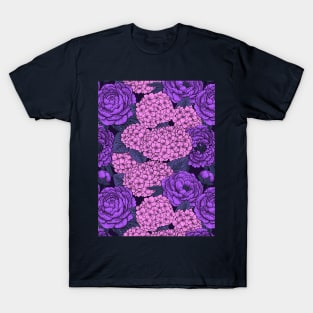 Peony and hydrangea in pink and violet T-Shirt